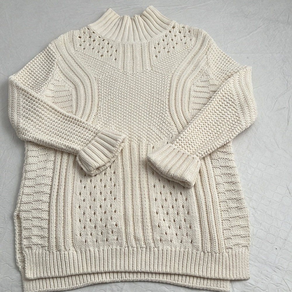 Black Tape off white mock neck tunic sweater L - Picture 5 of 10
